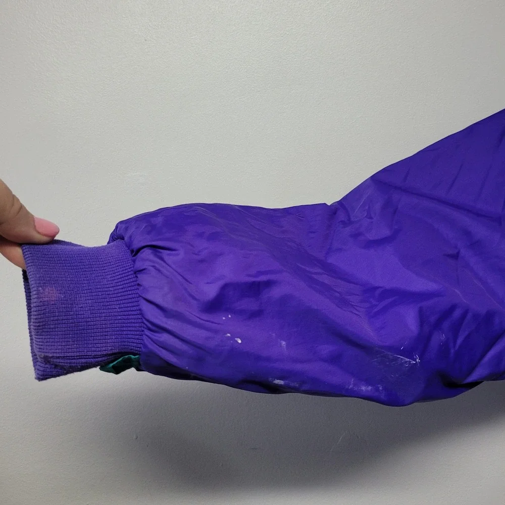 Columbia Vintage Reversible Jacket Mens Large Teal Purple Radial Sleeve Vintage - Picture 8 of 13